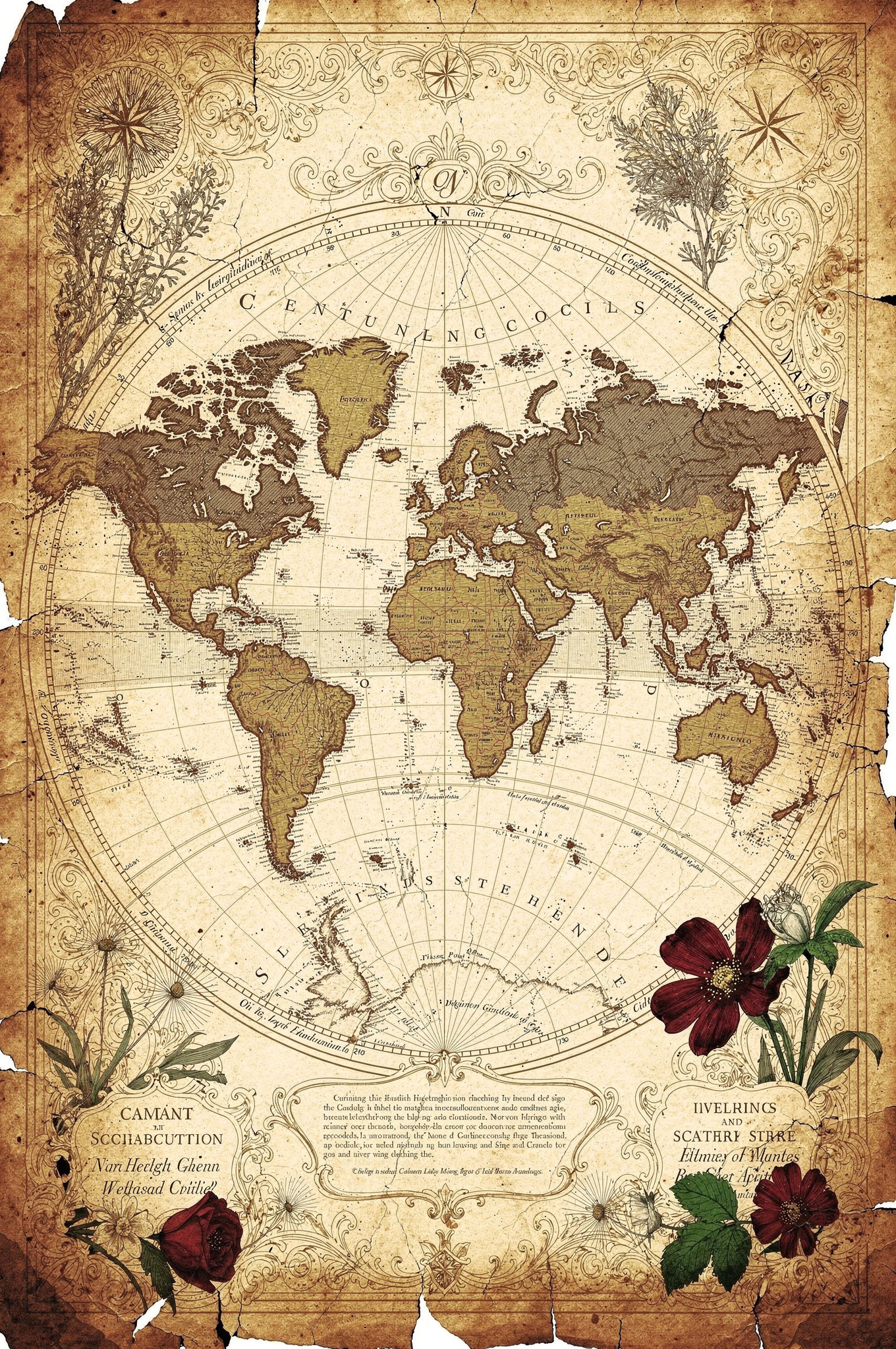 AI generated vintage map print design — PromptlessPress