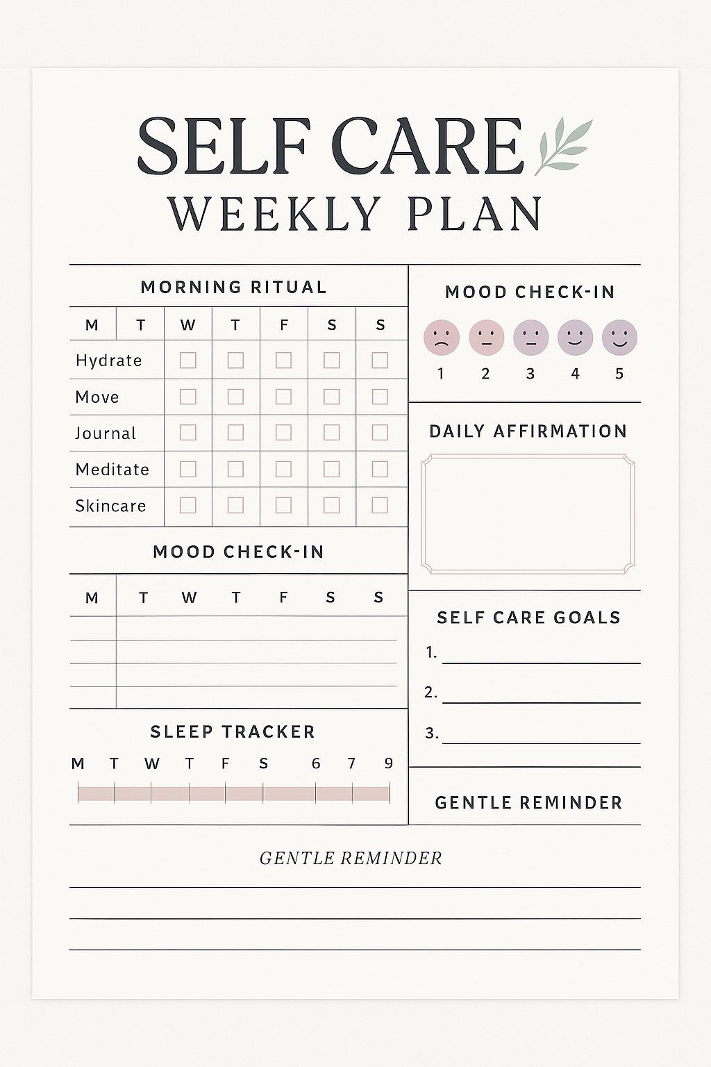Self Care Planner