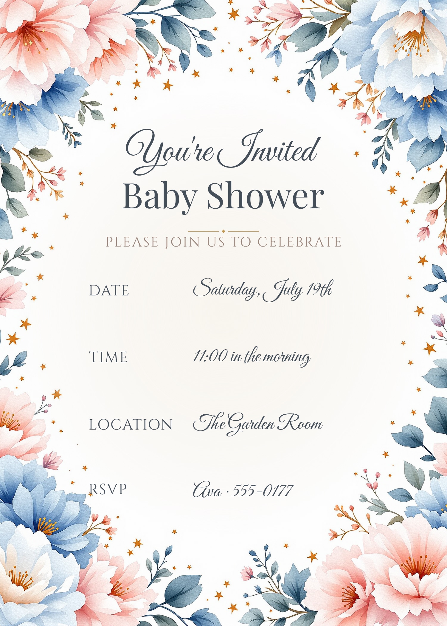 AI generated baby shower invitation design — PromptlessPress