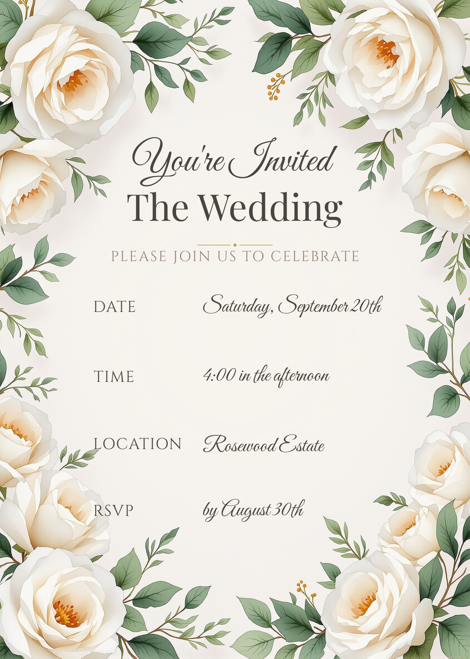 AI generated wedding invitation design — PromptlessPress