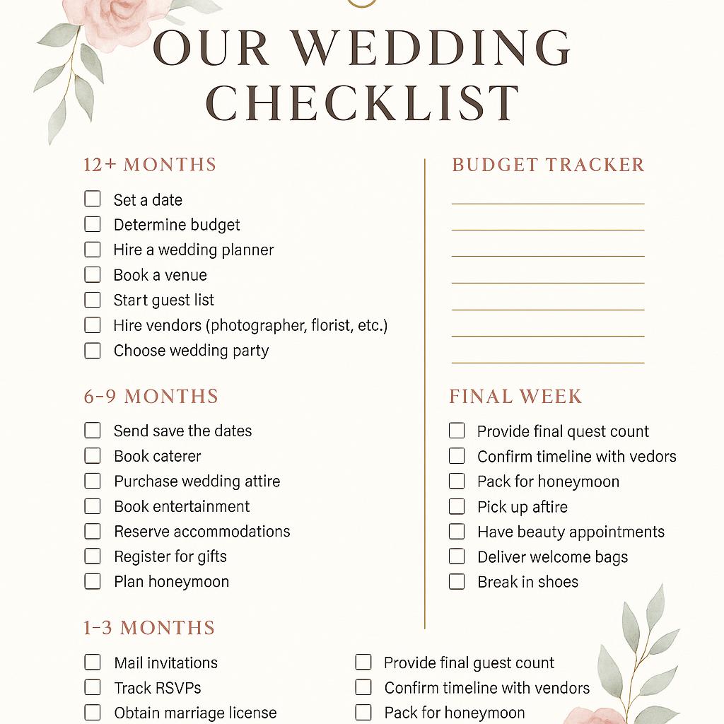 Wedding Checklist generator