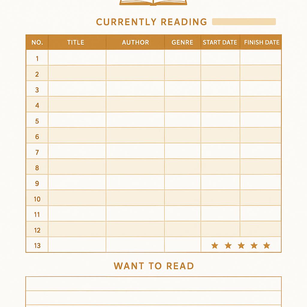AI generated reading tracker design 1 — PromptlessPress