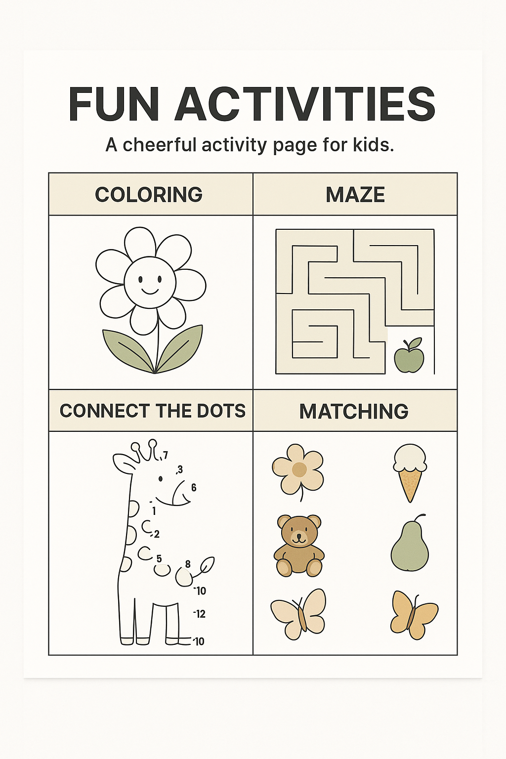 AI generated kids activity pages design — PromptlessPress