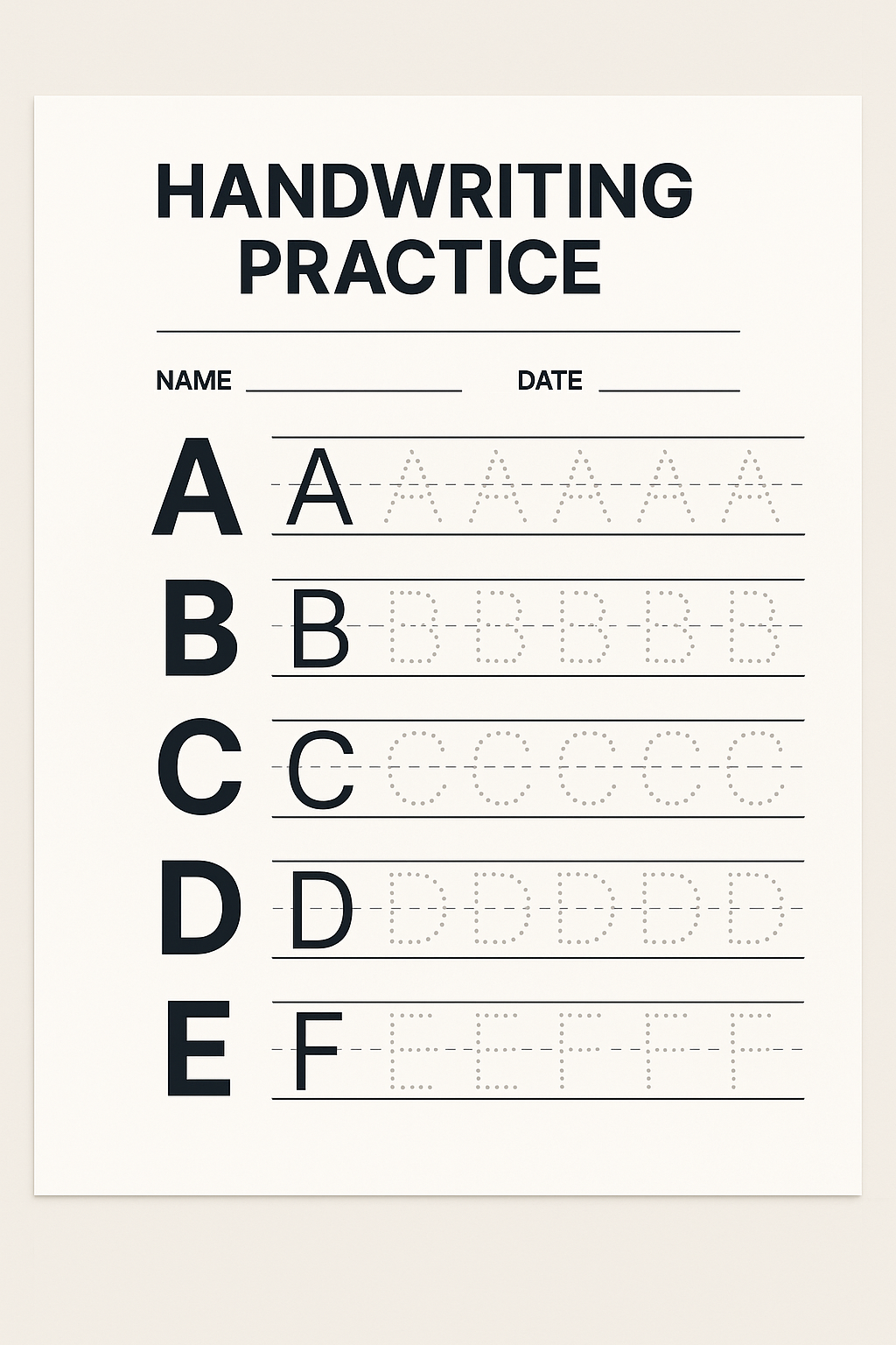 Handwriting Practice Pages generator